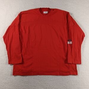 Joah Brown Top Womens S/M Red Oversized Crewneck Pullover Cotton Lagenlook